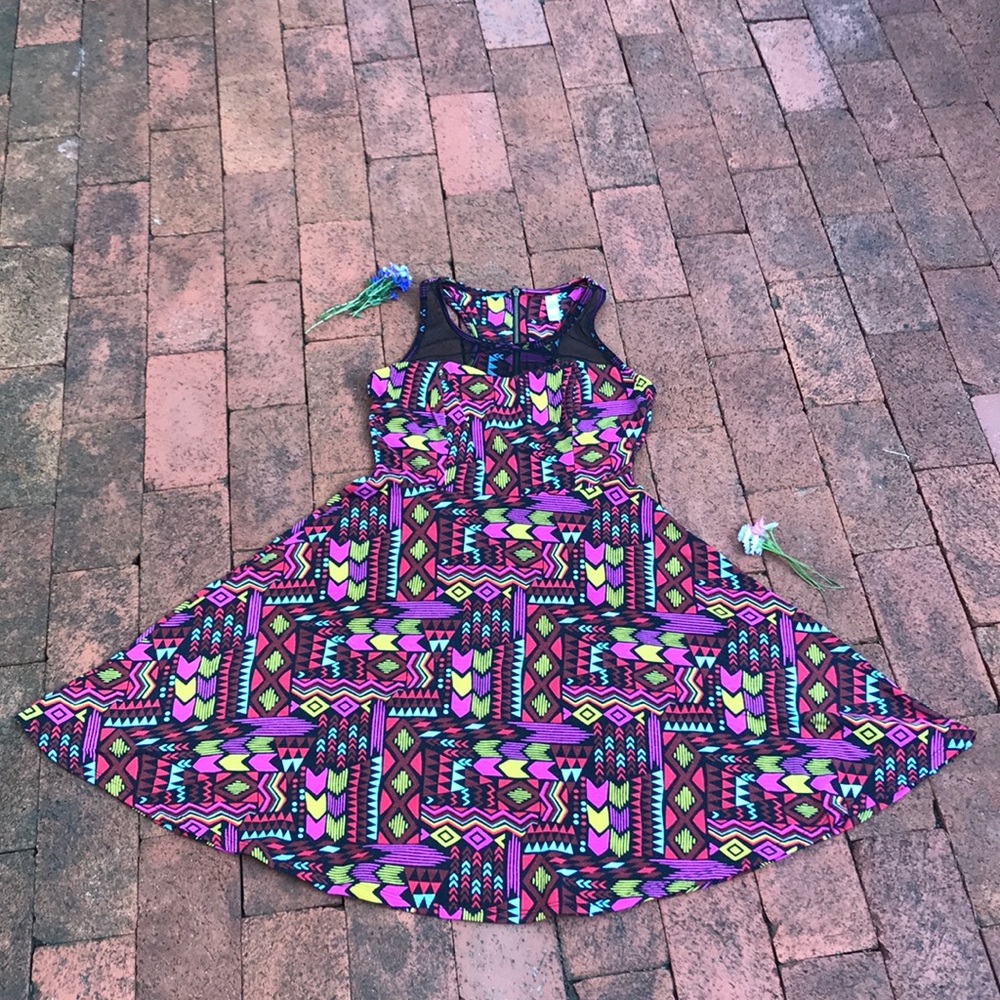 Colorful shape pattern dress by Xhilaration